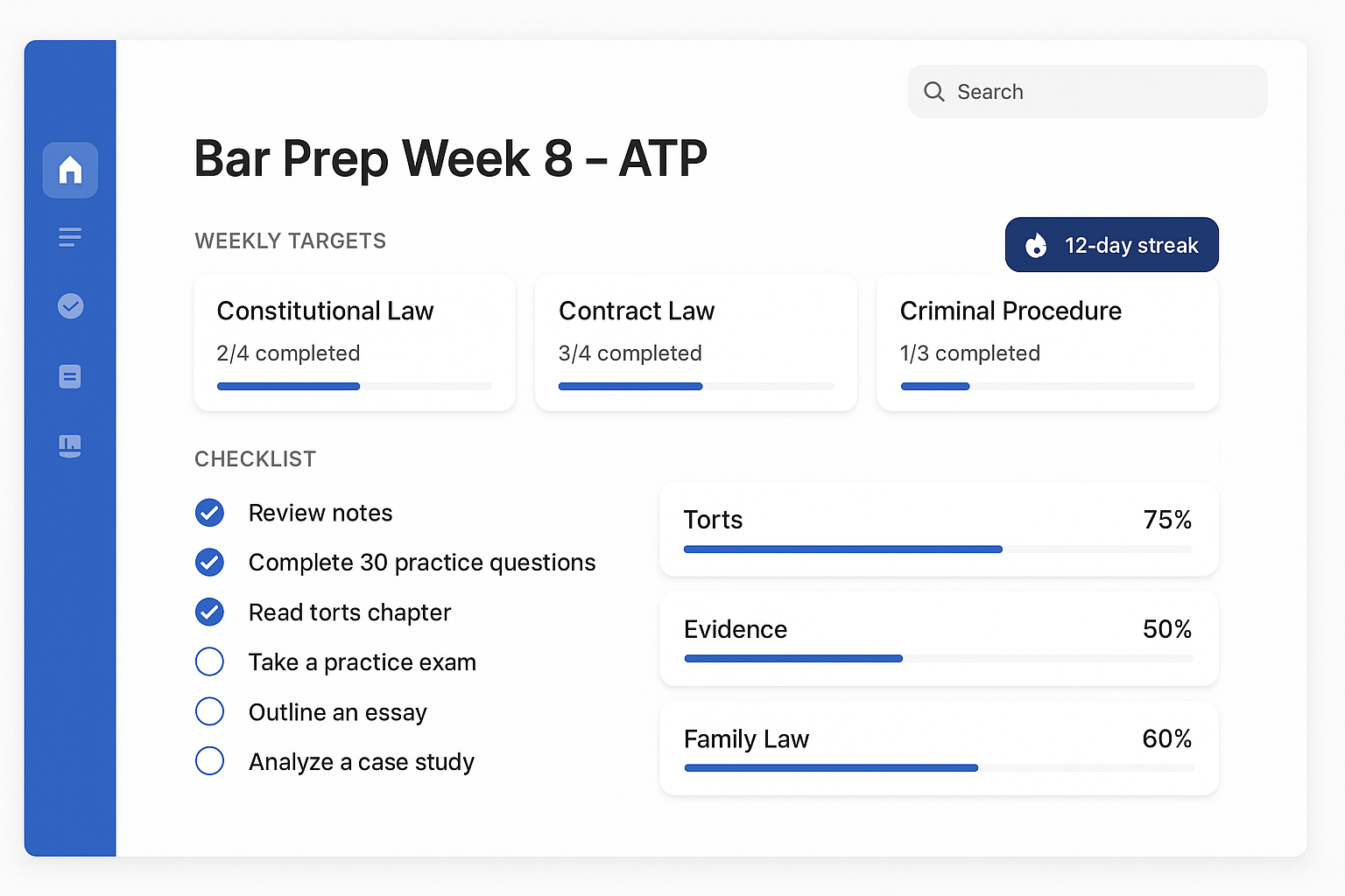Barford ATP dashboard with weekly targets