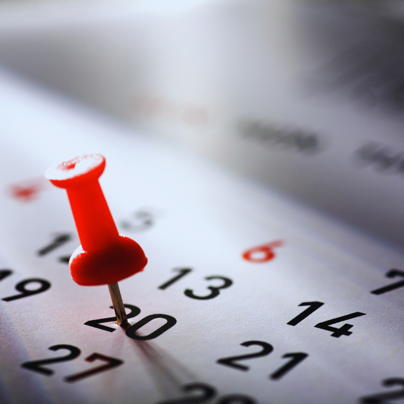 Planner calendar with study tasks